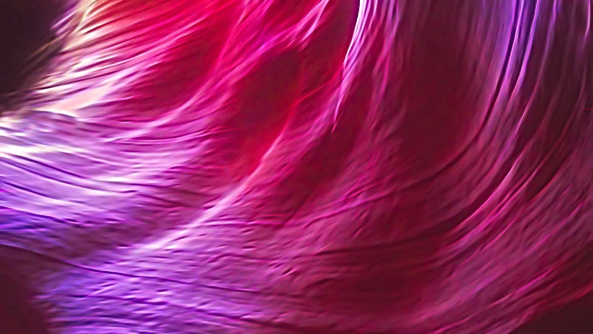 Abstract representation of fluid motion with neon purple light trails on a black background.